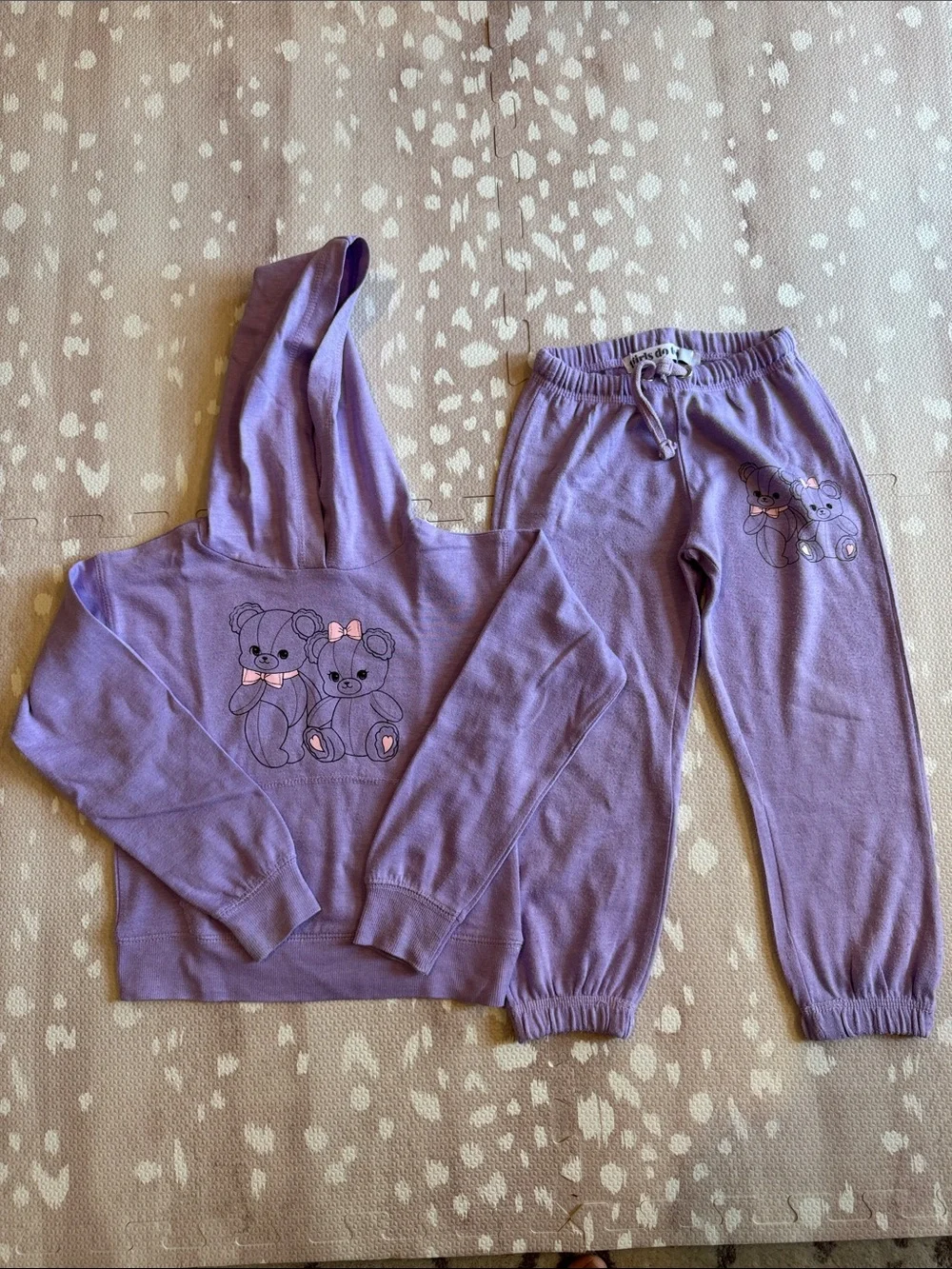 Girls Do Too Lavender Teddy Bear Hoodie & Jogger Sweat Set Size 5 Cute Cozy